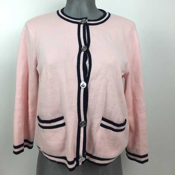 Chaps pastel pink nautical cardigan Sz PL - Picture 5 of 5